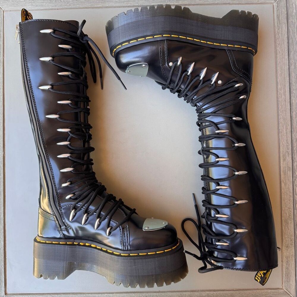 Dr. Martens 1B60 LTT Max Quad Retro Sole Platform Knee Boots Metal Toe Womens 6 - Picture 6 of 16